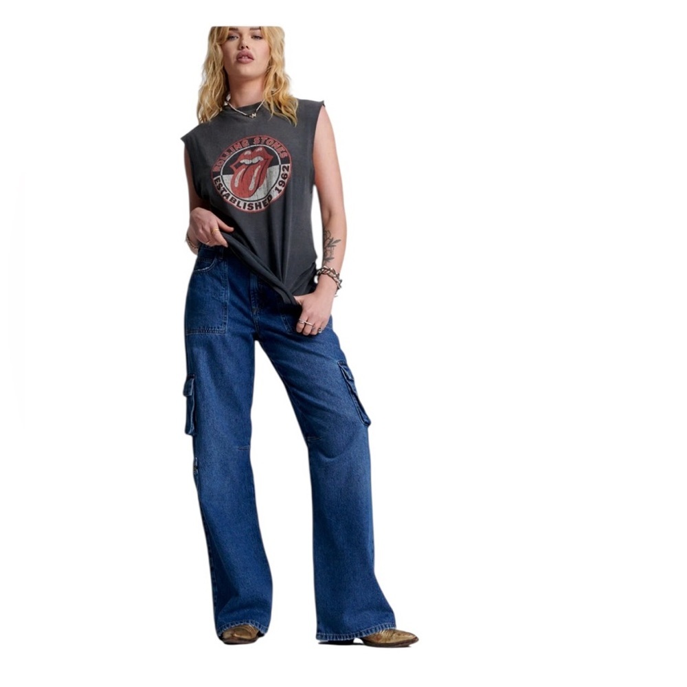 One Teaspoon Jackson Wide Leg Denim Jeans Size 28